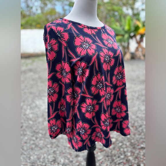 NWT Jones New York Floral Blouse • Pacific Navy/Fresh Guava - Picture 7 of 16